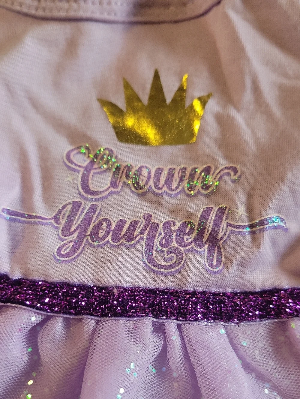SP20 Top Paw® Pet Smart Lavander Crown Yourself Princess Dog Dress XS Gold Crown